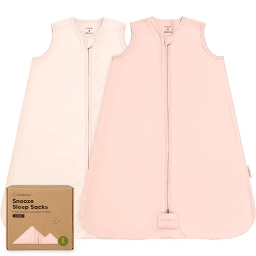 2-Pack Baby Sleep Sacks, Zipper Wearable Blanket - 0.5TOG Organic Cotton, Lightweight, Soft Cozy Infant Sleeping Sack 3-6 months, Easy to Wear Small Newborn Transition Swaddles Sleepsacks (Mist Rose)