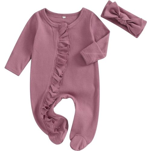 CIYCUIT Baby Girls Cactus Footies Newborn Zip Up Onesie Romper
