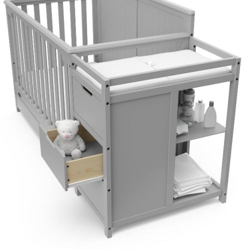 Graco Hadley 5-in-1 Convertible Crib and Changer with Drawer Pebble Gray