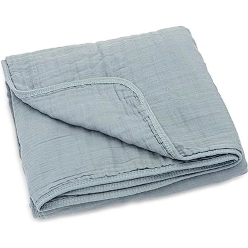 Parker Baby Muslin Blanket - 100% Soft Cotton Baby Quilt and Kids Blanket - Unisex, Gender Neutral - Dune