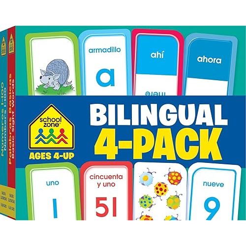 School Zone Bilingual Spanish/English Flash Card Set: Tarjetas de Índice Bilingües Español/Inglés, Alphabet, Sight Words,: Numbers 1-100, Colors & ... Immersion (Spanish) (Spanish Edition) Cards – January 1, 2016