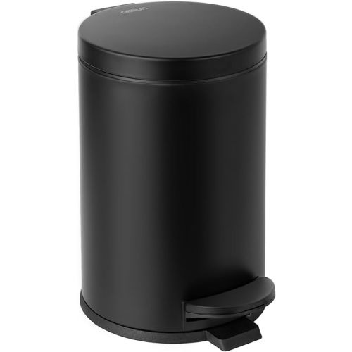 Cesun 1.2 Gallons Small Black Trash Can, Bathroom Garbage Can with Lid and Foot Pedal, Mini Round Wastebasket for Bathroom, Bedroom, Office, 4.5 Liters / 1.2 Gallons, Matte Black