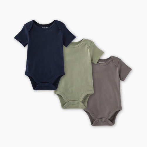 Burt's Bees Baby Set of 3 Solid Short Sleeve Bodysuits - Midnight, 0-3 M