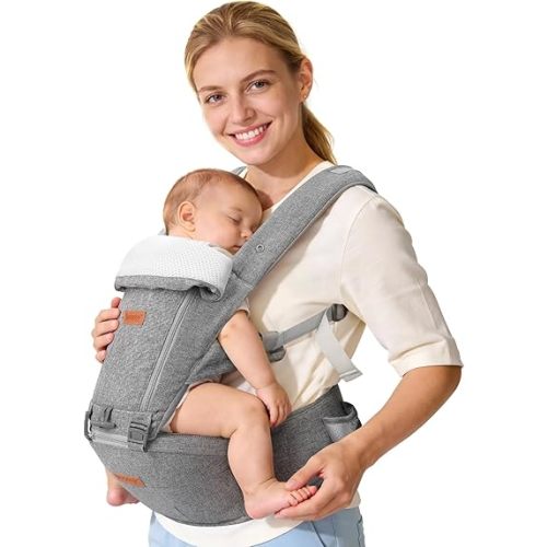 besrey Breathable Baby Carrier Newborn to Toddler,Adjustable Detachable Toddler Carrier with Hip Seat,Front Facing Baby Wraps Carrier,Safety Approved, Structured Support, Convenient Pockets