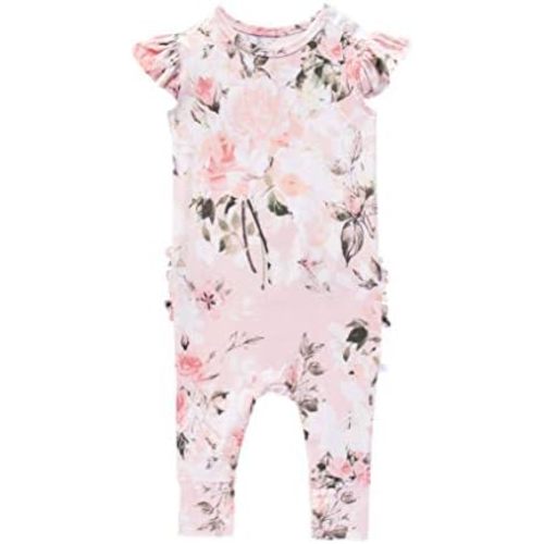 Posh Peanut Baby Girl Pajamas – Ruffled Cap Sleeve Romper PJs – Soft Viscose from Bamboo One-Piece for Babies & Toddlers