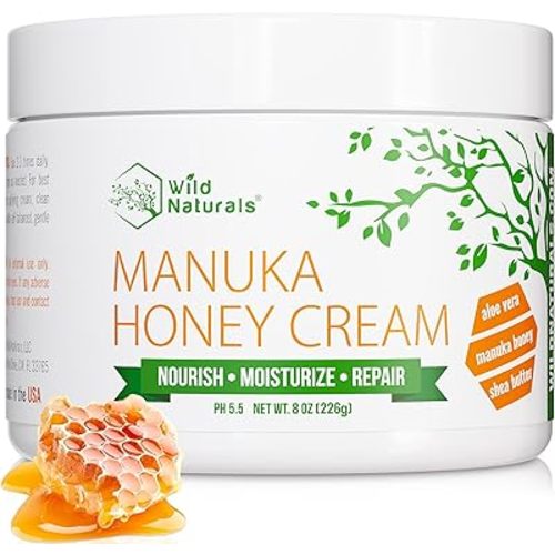 Wild Naturals Manuka Honey Moisturizer for Dry, Sensitive Skin – Eczema Relief Face Cream – Soothing Cream for Redness & Irritation – Face, Hand & Body Moisturizer for Women & Men