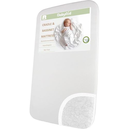 Breathable 3D Airflow Fiber Bedside Bassinet Mattress Rectangle 34" x 18"