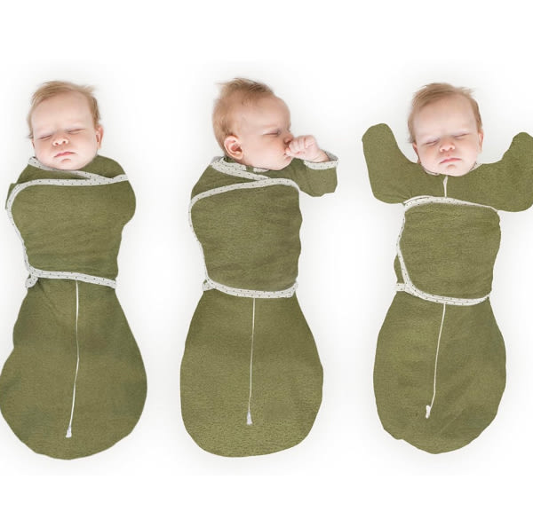 SwaddleDesigns Omni Swaddle Sack with Arms Up Half-Length Sleeves and Mitten Cuffs - Heathered Green Turtle 12-18Lbs (3 Months)