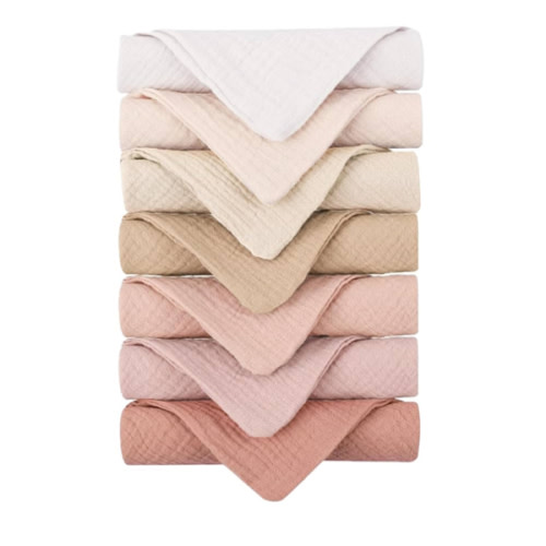 Konssy Baby Muslin Washcloths 7-Pack, 100% Cotton Baby Bath Washcloths, Soft & Absorbent Wash Cloths and Burp Cloths for Newborn Kids Girls & Boys, 11x11 inches