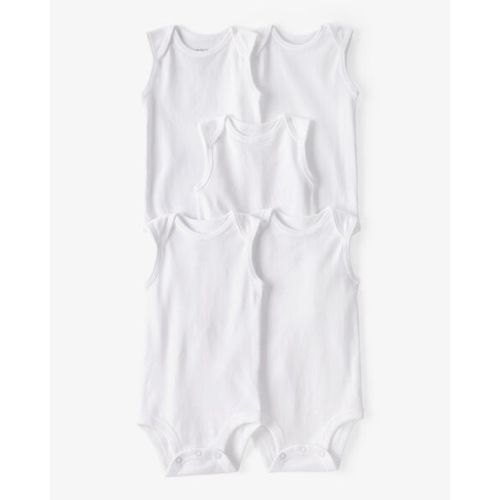 Baby 5-Pack Sleeveless Bodysuits - White - Carter's | Carter's