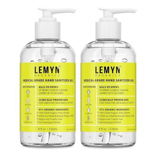 Medical Grade Hand Sanitizer Gel - 97% ORGANIC - 8 FL.OZ. (PACK OF 2)
