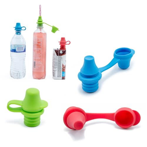 Original Bottle Topper for Toddlers – KiddiKap Spill Proof Silicone Sippy Lid – Fits Most Bottles – Travel Friendly – No Spill Cup Pack of 3 – Baby & Toddler Essentials