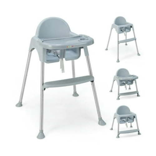 Kadyn Baby Highchair, High Chairs,Toddler Chair, 4 in 1 Convertible Kids Dining High Chair with Adjustable Removable Tray, Gray