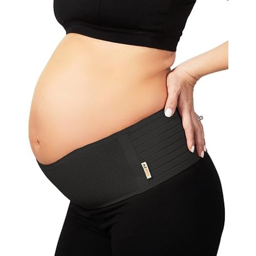 AZMED Maternity Belly Band for Pregnant Women - Pregnancy Belly Band for Abdomen Pelvic Waist Back Support - Adjustable Belly Support Bands for Pregnant Women - Maternity Belt Fits Up to 46" - Black