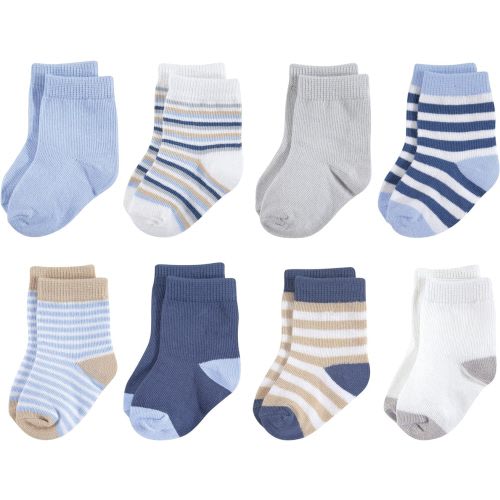 Touched by Nature baby boys Organic Cotton Casual Socks, Tan Lt. Blue, 0-6 Months US