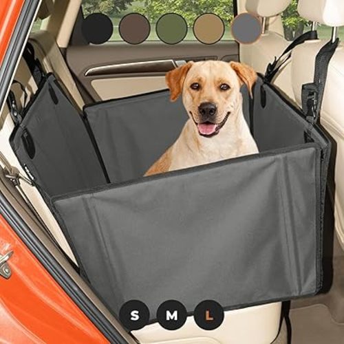 Wuglo Extra Stable Dog Car Seat - Reinforced Car Dog Seat for Medium-Sized Dogs with 4 Fastening Straps - Robust and Waterproof Pet Car Seat for The Back Seat of The Car (L Size, Grey)