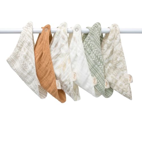 Willow 3-pc Muslin Baby. Bib Set (Neutral Leaf) - Crane Baby