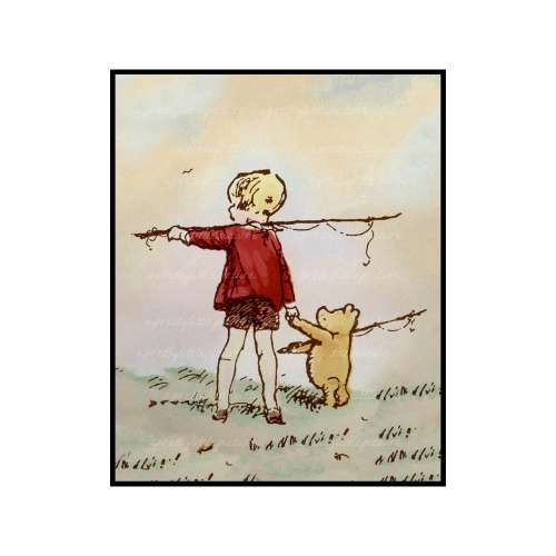 Classic Pooh Art Prints. Classic Pooh Nursery Art. Classic Pooh and Christopher Robin Fishing. Pooh Wall Art Decor. Winnie the Pooh Art.