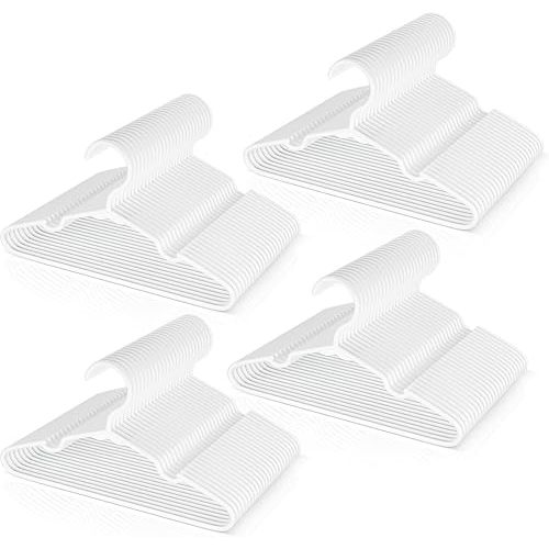 Kids Hangers 100 Pack, Premium Plastic Baby Hangers Clothes of Children, Toddler, Infant, Durable Non-Slip Kid Clothes Hanger for Closet Space-Saving, White