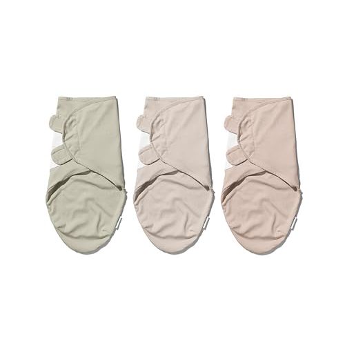 Ouch Baby Cotton Swaddle Wrap, 100% Knitted Organic Cotton, Easy Adjustable Newborn Velcro Swaddle for Boys & Girls, Improves Sleep & Calms Startle Response, 0-3 Months, Pack of 3 (Nordic Edition 1)