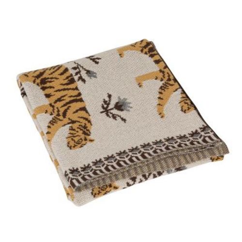 Storied Home Cotton Knit Baby Blanket with Tigers, Multicolor