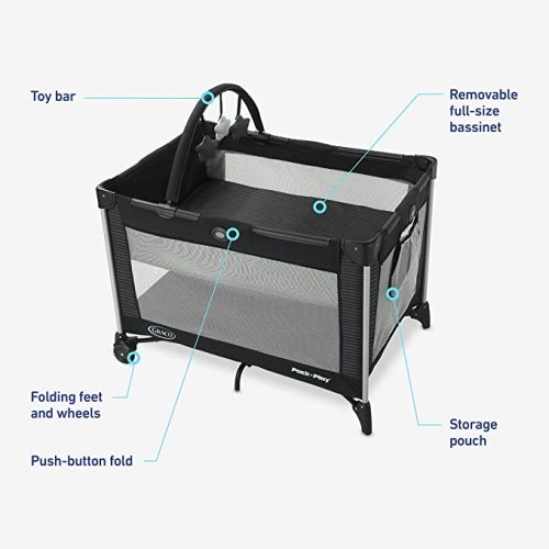 Graco Pack 'n Play® On The Go™ Playard, Kaden - w/ Infant Bassinet - w/ Full-size Infant Bassinet