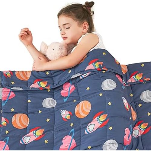 yescool Weighted Blanket 5 Pounds Cooling Weighted Lap Blanket, Space Plane Heavy Blanket for Sleeping, Breathable Weighted Throw Blanket for 40-60lbs, 36"x48"