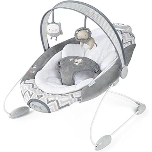 Ingenuity SmartBounce Automatic Baby Bouncer Seat with White Noise, Music, -Toy Bar & 2 Plush Infant Toys, 0-6 Months Up to 20 lbs (Braden)