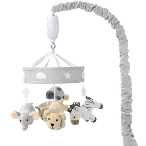 The Peanutshell Crib Mobile for Girls or Boys - Soft Grey Musical Baby Crib Mobile with 12 Lullabies, Cute Animal Baby Mobile Crib Grey Safari Jungle Safari Nursery Decor