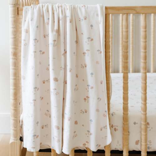 MINKY STRETCH LUXE CRIB SHEETS- Mushrooms