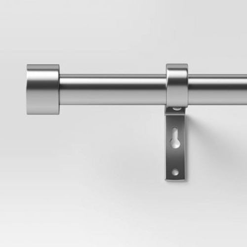 36"-66" Dauntless Curtain Rod Brushed Nickel - Threshold™: Adjustable Steel, Single Rod, 20lb Capacity, Silver