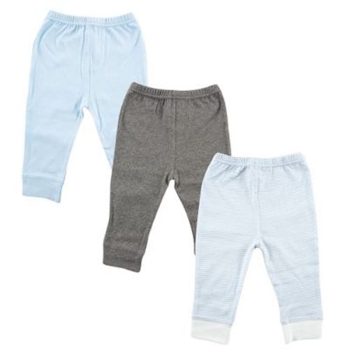 Luvable Friends Baby and Toddler Boy Cotton Pants 3pk, Light Blue Stripe, 6-9 Months