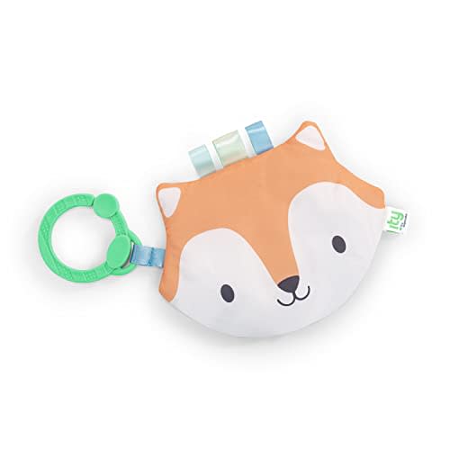 Ingenuity: ity by Ingenuity Crinklet, Fox Crinkle Toy for Newborn and Up, Satin Ribbon Tags, C-Link Attachment, Unisex - Kitt - Kitt the Fox