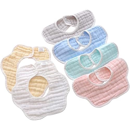Muslin Baby Drooling Bibs Unisex Soft & Absorbent Multi-Layer Baby Bibs for Drooling and Teething Boys Girls