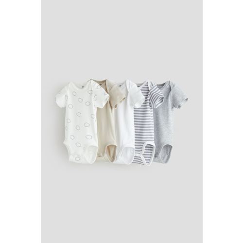 5-pack Cotton Bodysuits, Gray/clouds