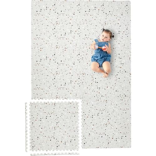 Yay Mats Stylish Extra Large Baby Play Mat. Soft, Thick, Non-Toxic Foam Covers 6 ft x 4 ft. Expandable Tiles with Edges Infants and Kids Playmat Tummy Time Mat