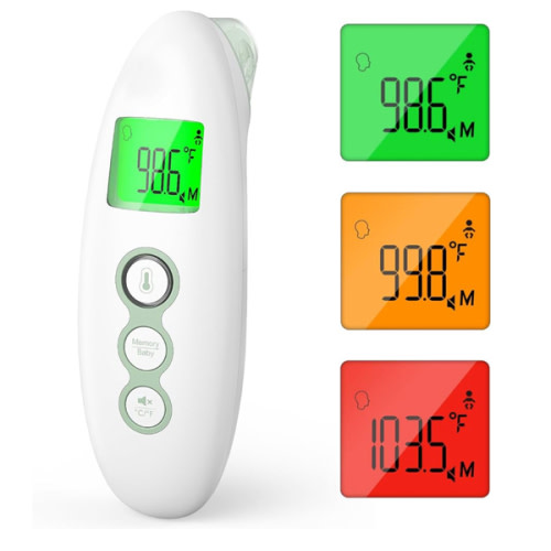 Momcozy Non-Contact Forehead and Ear Thermometer, Digital Infrared Thermometer for Adults and Children, with Child Mode, Fever Alarm Function, Mute and Memory Functions, Fast and Accurate Measurement