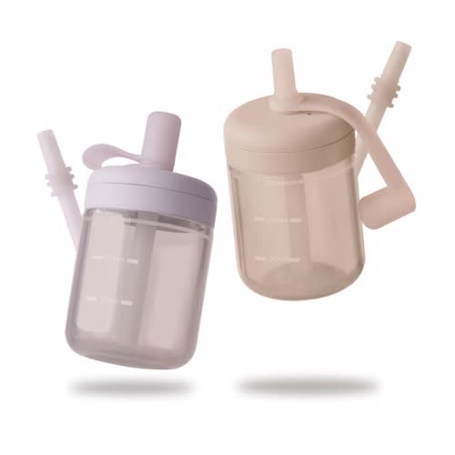 Moonkie Baby Straw cup | Silicone Toddler Sippy Cup Training Cup with Straw Lid | BPA-Free Drop-Proof Cup | Baby Led Weaning | 6 Months+, 5 oz, 2pack