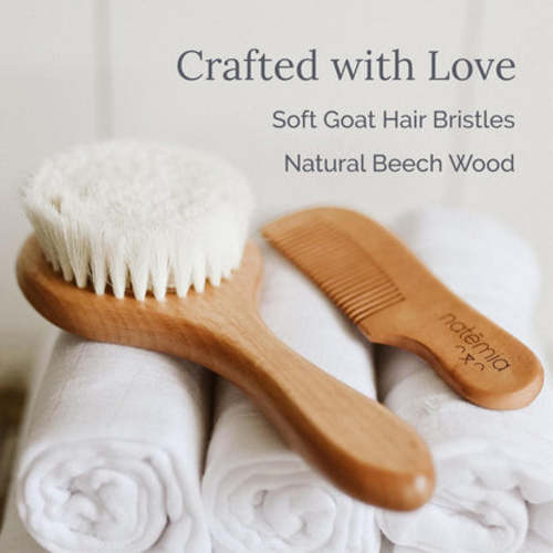 3-Piece Wooden Baby Hair Brush Set by Natemia