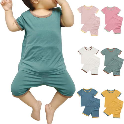 Unisex Baby Romper Jumpsuit Organic Cotton One-piece Summr Short Sleeve Shortall Toddler Boys Girls Casual Solid Coverall Overalls Green qILAKOG Size 6-10 Months