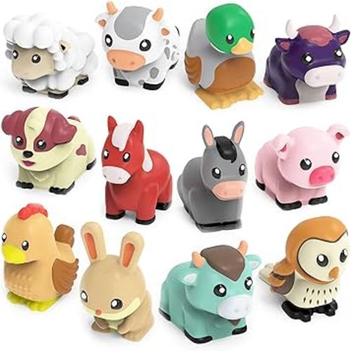 Tub Works® Barnyard™ Mold Free Bath Toys, 12 Pack | Sealed, No Hole Bath Toys Design Keeps Moisture Out | Soft, Squeezable & Float on Water | Farm Animals Baby & Toddler Bathtub Toys | Baby Pool Toys