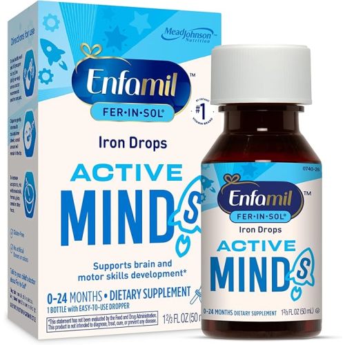 Enfamil Fer-In-Sol Iron Supplement Drops for Infants & Toddlers, Supports Brain Development, 50 mL Dropper Bottle