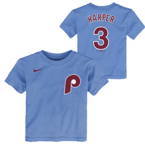 Bryce Harper Philadelphia Phillies Toddler Alt NN Short Sleeve Player T Shirt - LIGHT BLUE
