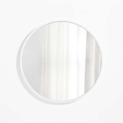 Finn White Wood 31" Round Wall Mirror