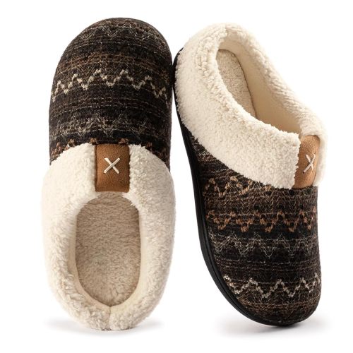 ULTRAIDEAS Women's Indoor Bedroom Slipper with Memory Foam, Gift for Women, Wool-Like House Shoe with Anti-Skid Rubber Sole for Ladies