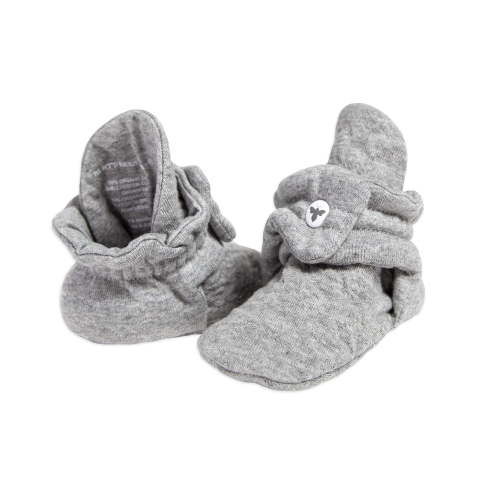 Burt’s Bees Baby; Unisex Organic Cotton Booties, Heather Gray, Size 3-6 Months