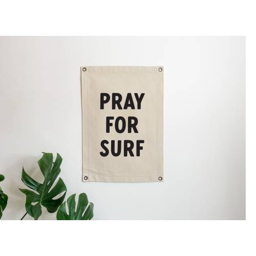 Pray for Surf Canvas Banner, Modern Home Decor Canvas Flag, Minimalist Wall Art, Boho Bedroom Decor, Boho Living Room, Beach Theme Kids Room