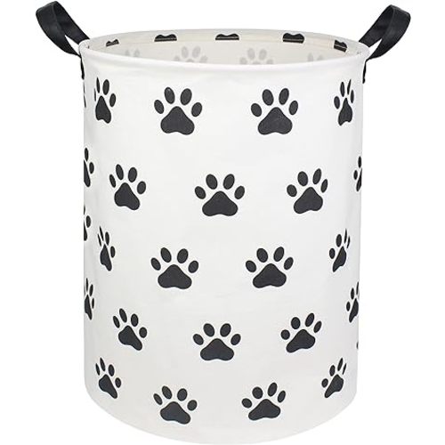 HIYAGON Laundry Baskets,Collapsible Hamper, Canvas Fabric Laundry Hamper,for Toy Organizer Bins,Gift Baskets, Bedroom, Clothes, Nursery,Kids,Boys (Paws)