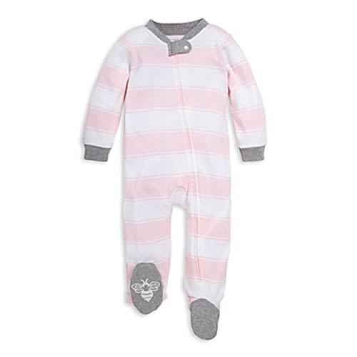 Burt's Bees Baby®  - 6-9 Months Rugby Stripe Organic Cotton Footed Pajama in PinkBurt's Bees Baby®