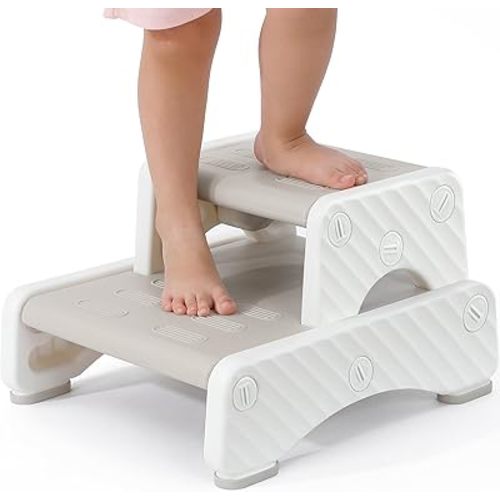 Onasti Toddler Step Stool for Bathroom Sink Adjustable 2 Step Stool for Kids Toddlers Kitchen Stool Helper, Non-Slip Plastic Ladder (1 Pack)